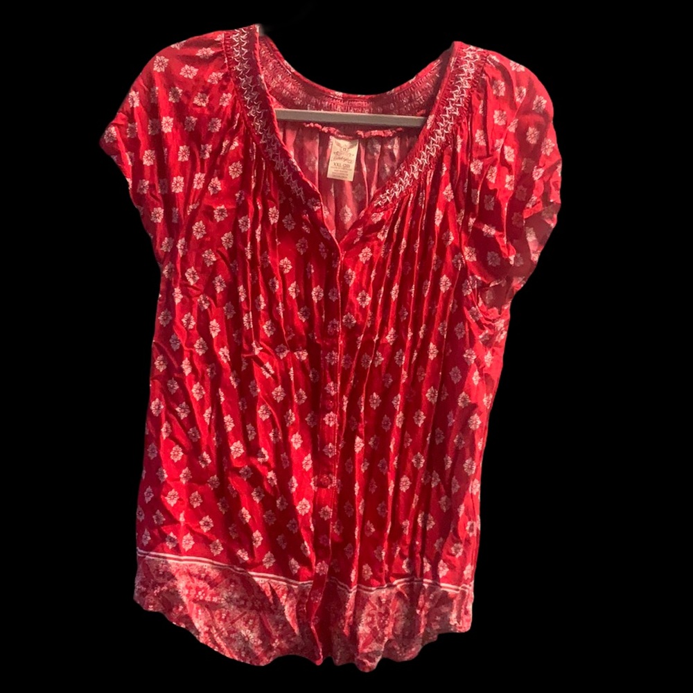 Faded Glory Red And White Button Down